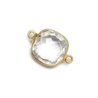 13x13mm Vermeil Bezeled Crystal Quartz faceted pillow Connector 1 piece - Beadsofcambay.com