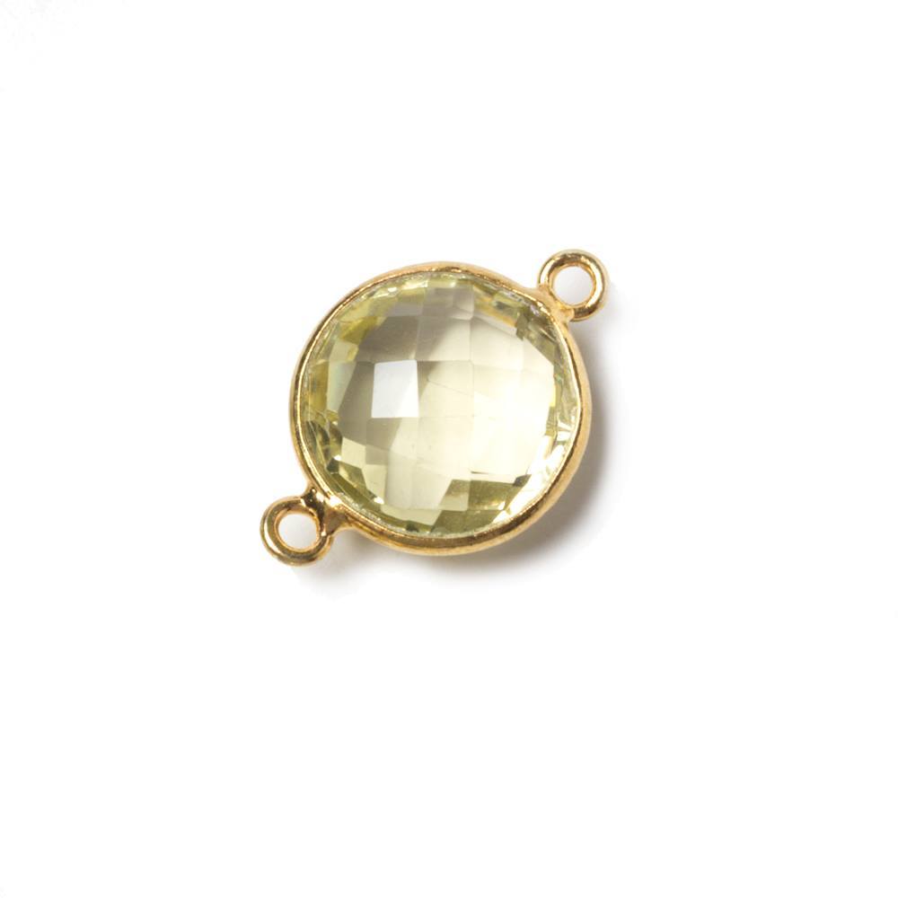 13x13mm Vermeil Bezeled Lemon Quartz faceted coin Connector 1 piece - Beadsofcambay.com