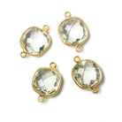 13x13mm Vermeil Bezeled Prasiolite faceted pillow Connector 1 piece - Beadsofcambay.com