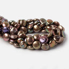 13x14mm Chocolate Brown Iridescent Coin Freshwater Pearls 16 inch 27 pieces A Quality - Beadsofcambay.com