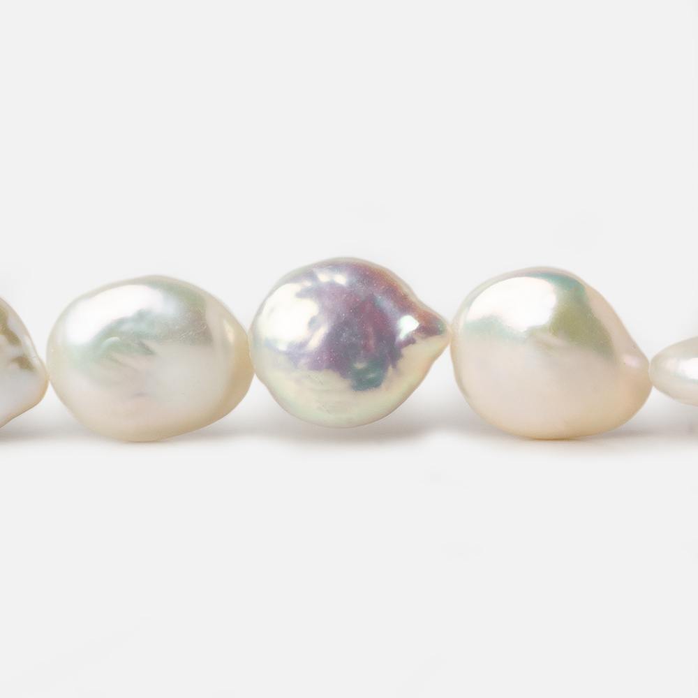 13x15-13.5x16mm White with Rose' overtone Coin Freshwater Pearls 16 inch 26 pcs A - Beadsofcambay.com