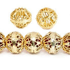 13x15mm 22kt Gold Plated Copper Heart Filigree Round Bead *DISCONTINUED* - Beadsofcambay.com