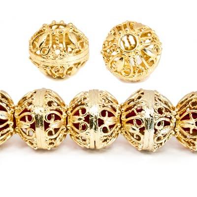 13x15mm 22kt Gold Plated Copper Heart Filigree Round Bead *DISCONTINUED* - Beadsofcambay.com