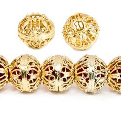 13x15mm 22kt Gold Plated Copper Heart Filigree Round Bead *DISCONTINUED* - Beadsofcambay.com