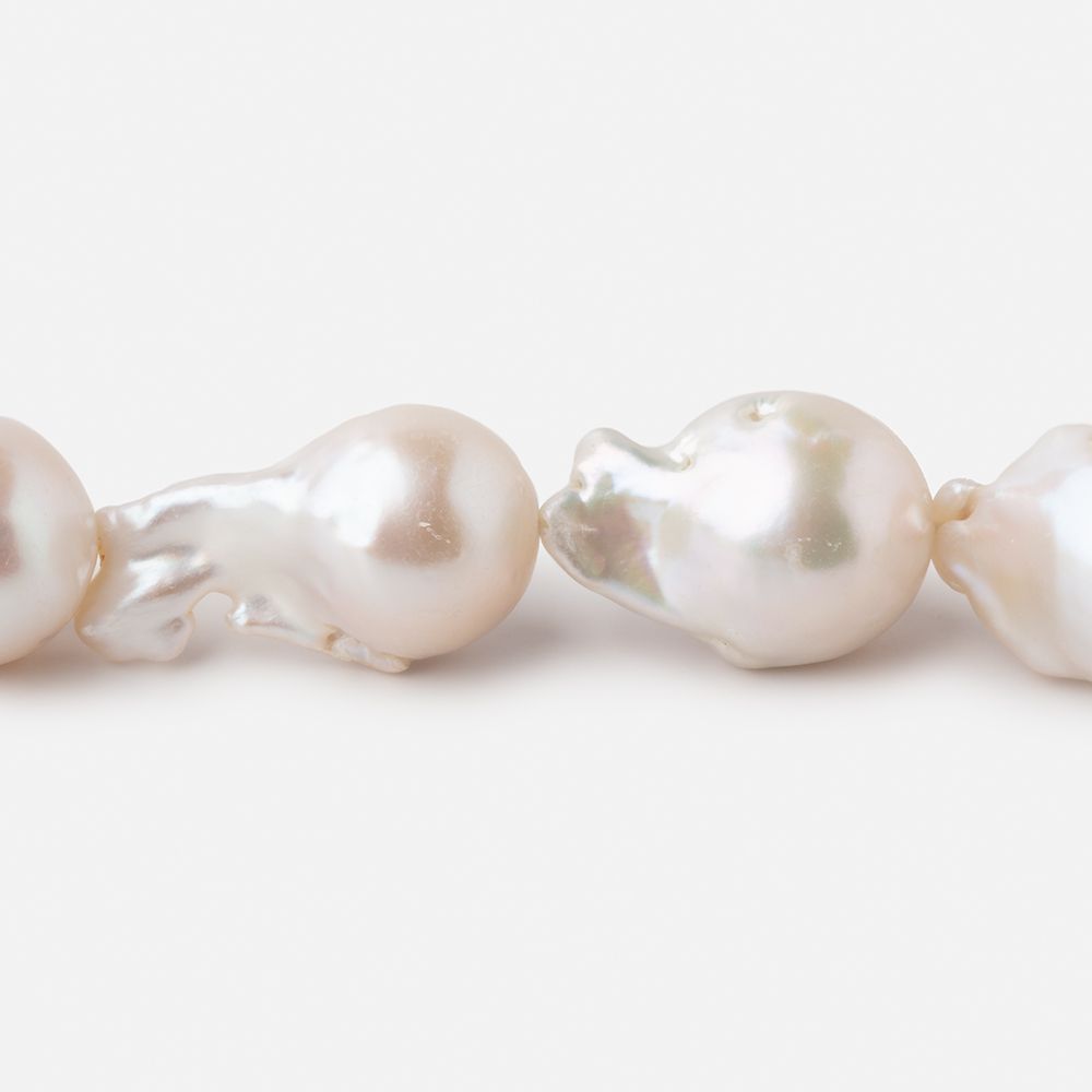13x18-13x23mm White Ultra Baroque Freshwater Pearls 16.5 inch 21 pieces AA - Beadsofcambay.com