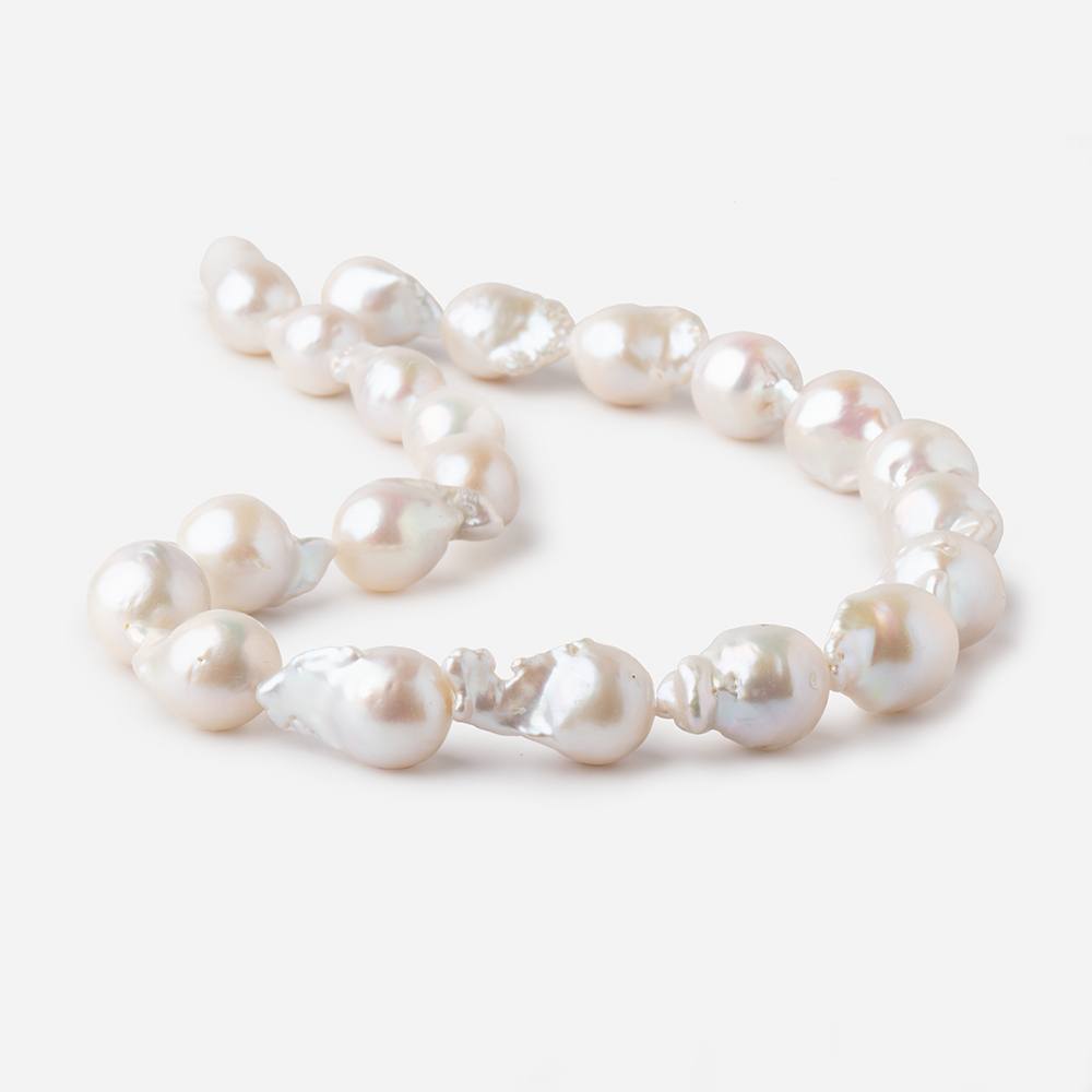 13x18-13x23mm White Ultra Baroque Freshwater Pearls 16.5 inch 21 pieces AA - Beadsofcambay.com