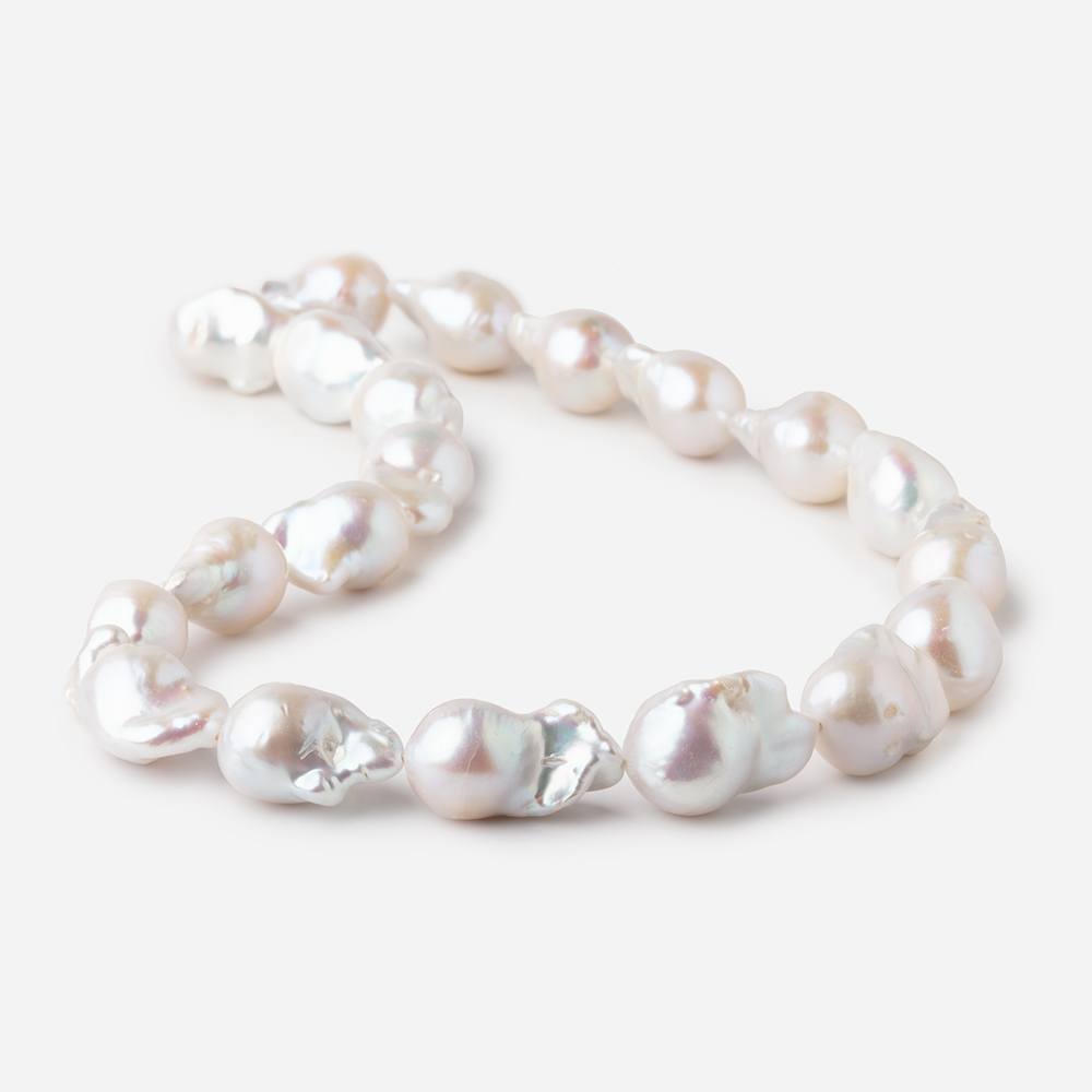 13x18-14x24mm White Ultra Baroque Freshwater Pearls 16.5 inch 20 Pieces AA - Beadsofcambay.com