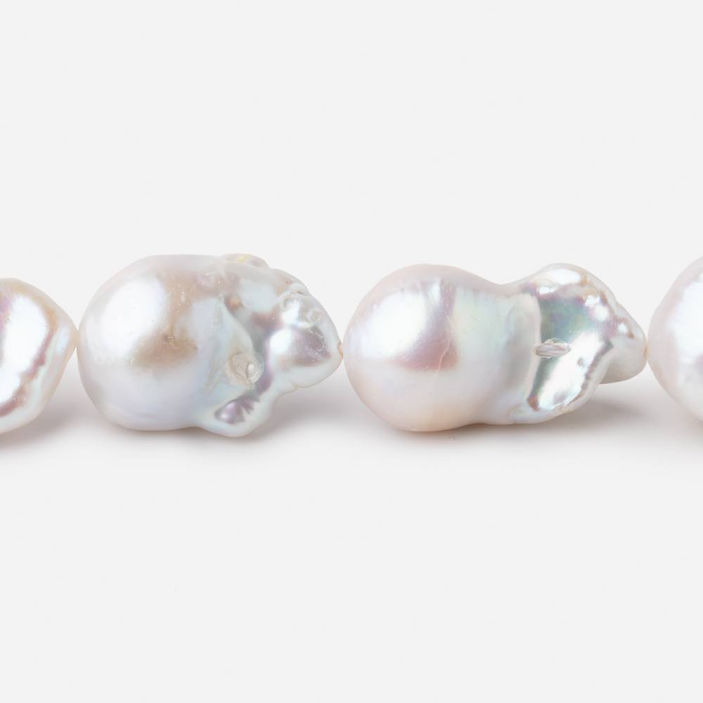 13x18-14x24mm White Ultra Baroque Freshwater Pearls 16.5 inch 20 Pieces AA - Beadsofcambay.com