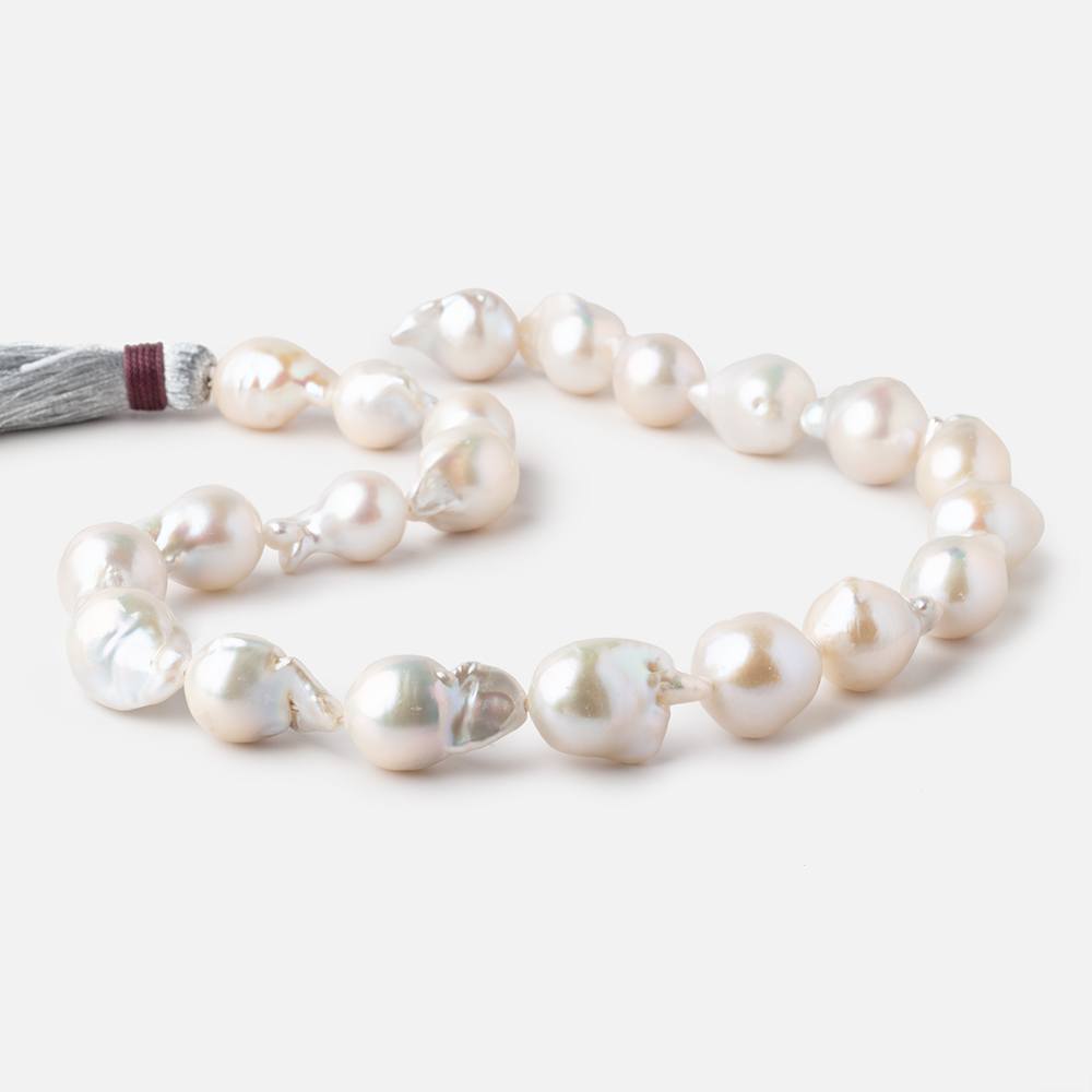 13x18-15x20mm White Ultra Baroque Freshwater Pearls 16 inch 21 pieces AA - Beadsofcambay.com