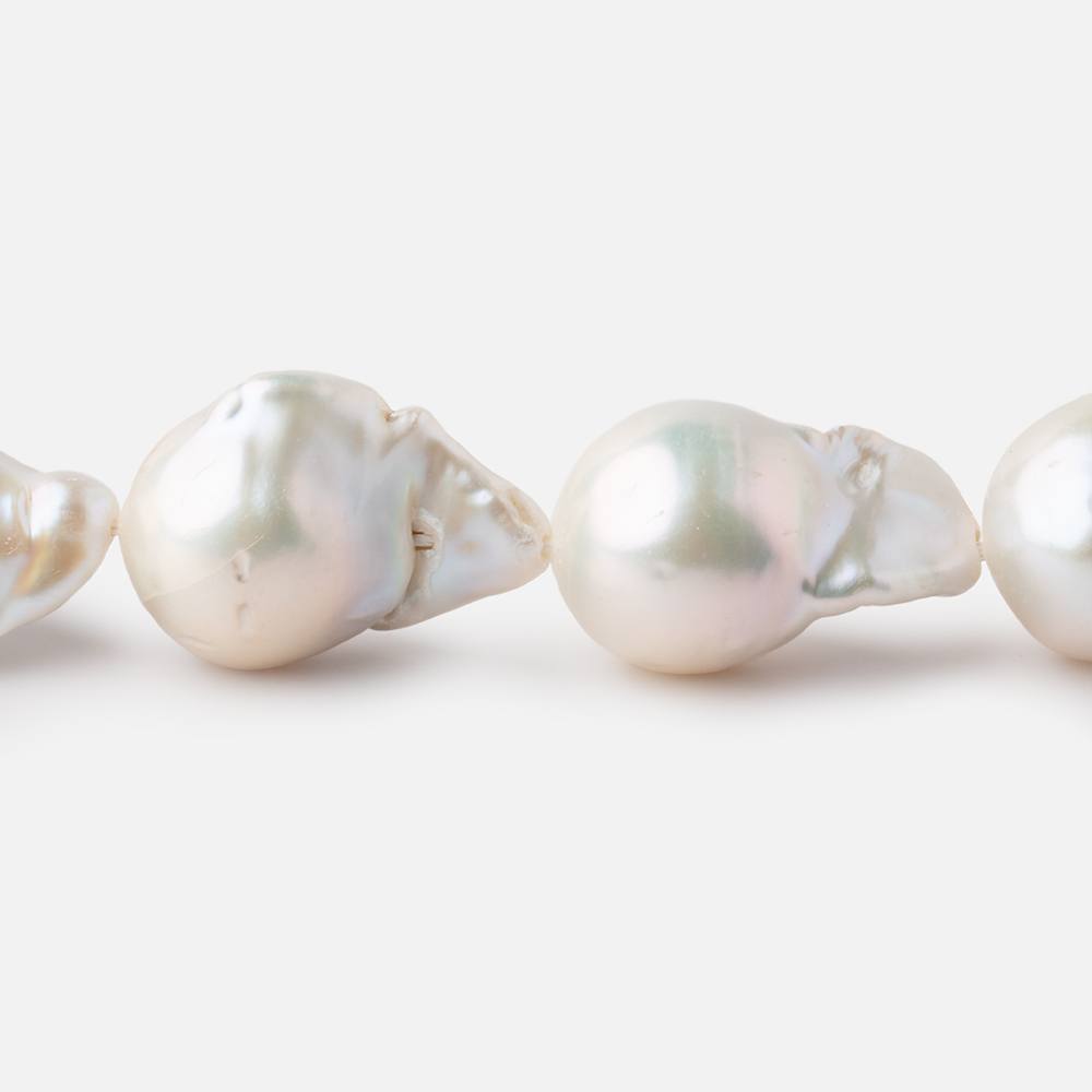 13x18-15x20mm White Ultra Baroque Freshwater Pearls 16 inch 21 pieces AA - Beadsofcambay.com