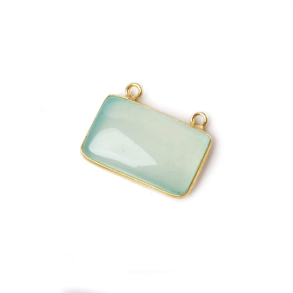 13x21mm Vermeil Bezeled SeaGreen Chalcedony East-West Bar Pendant 1 piece - Beadsofcambay.com