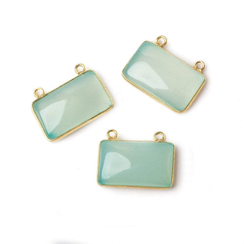 13x21mm Vermeil Bezeled SeaGreen Chalcedony East-West Bar Pendant 1 piece - Beadsofcambay.com
