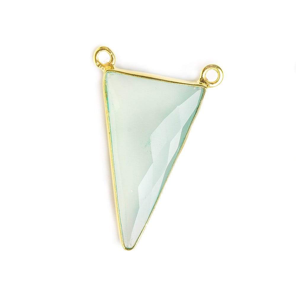 13x23.5mm Vermeil Bezel Sea Green Chalcedony Triangle Connector 1 piece - Beadsofcambay.com