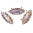 13x33mm Rose Gold Bezel CZ & Chocolate Moonstone Marquise East West Connector 1 focal bead - Beadsofcambay.com