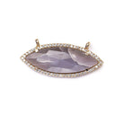 13x33mm Rose Gold Bezel CZ & Chocolate Moonstone Marquise East West Connector 1 focal bead - Beadsofcambay.com