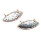 13x33mm Rose Gold Bezel CZ & Dendritic Opal Marquise East West Connector 1 focal bead - Beadsofcambay.com