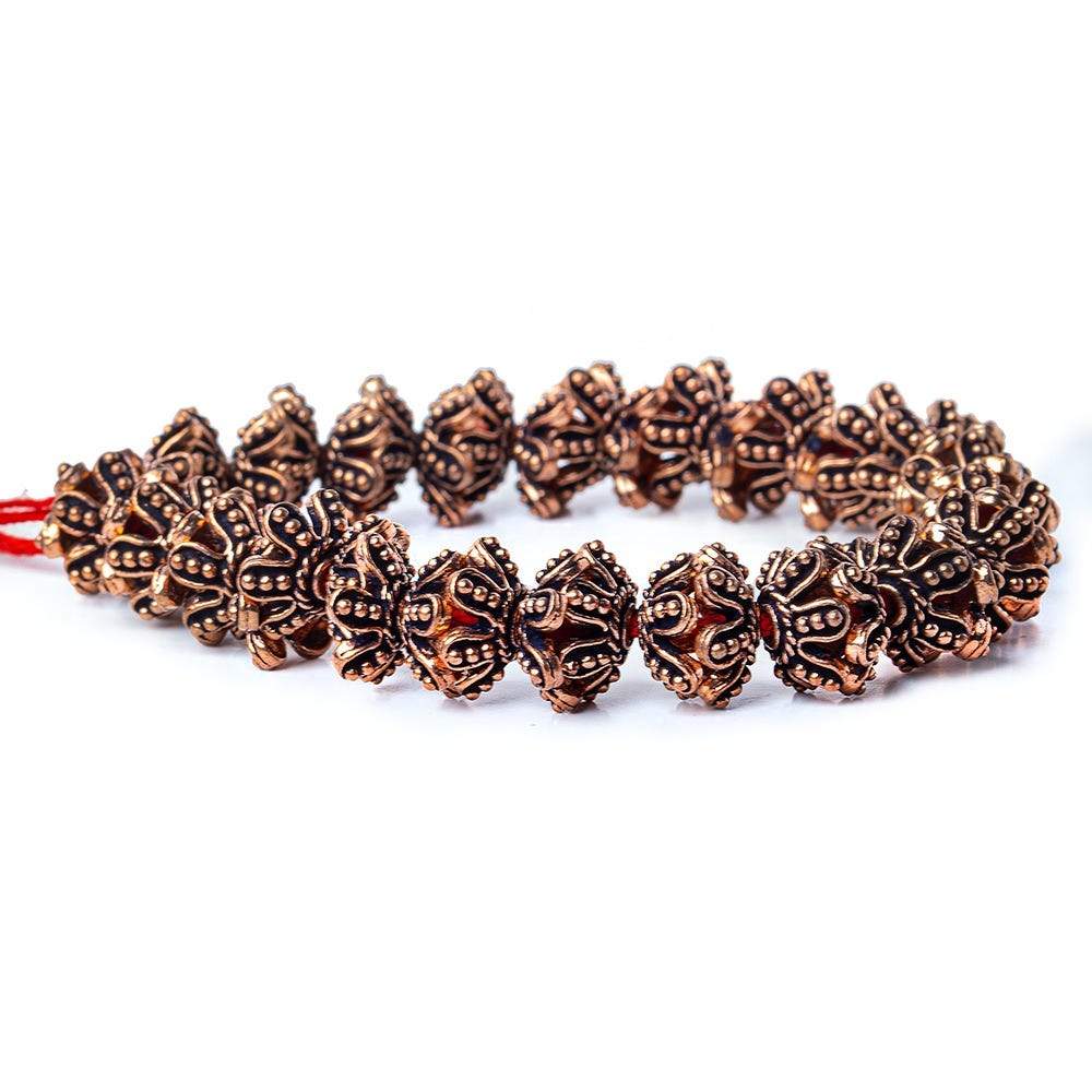 13x5mm Antiqued Copper Flower Bead Cap 8 inch 44 pcs - Beadsofcambay.com