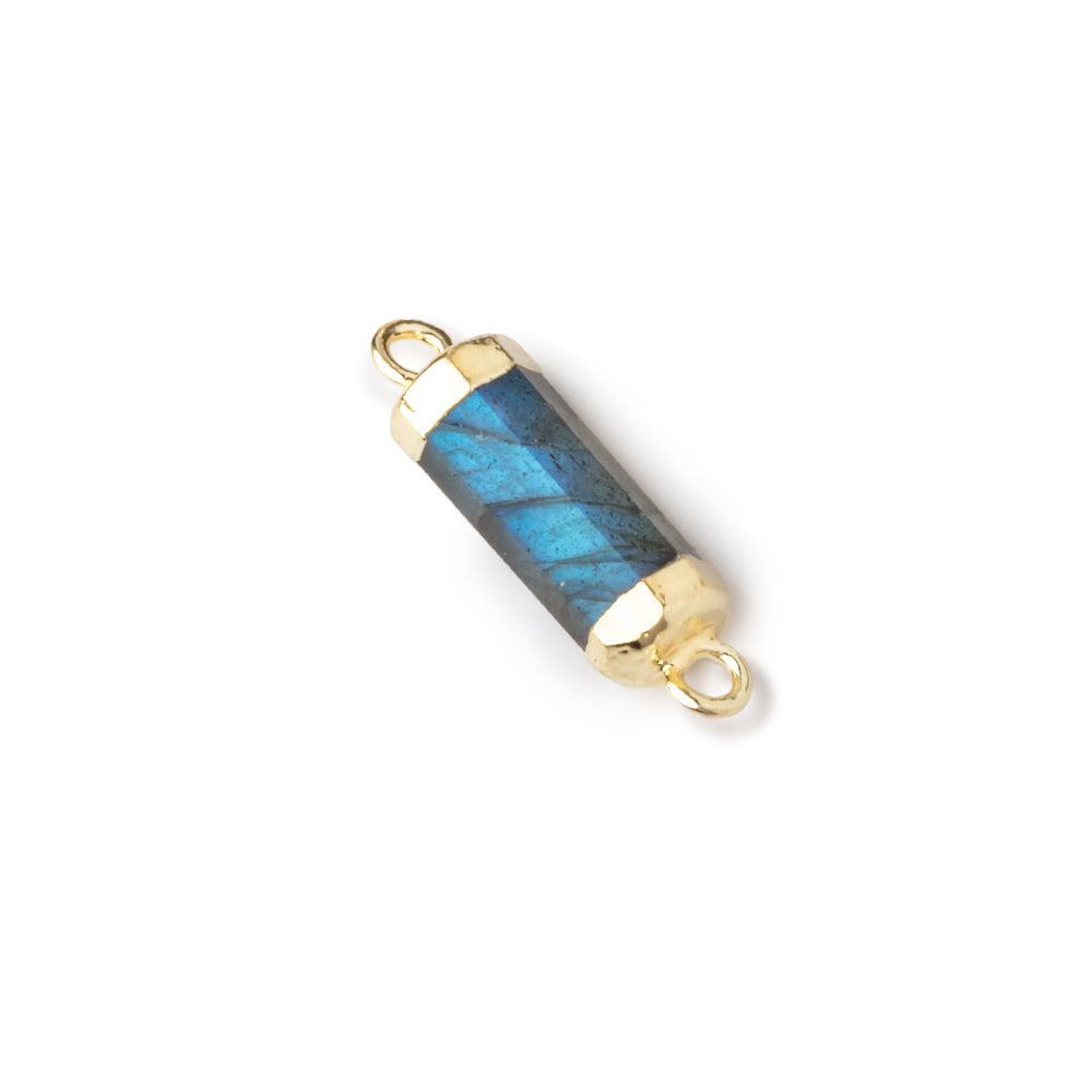 13x5mm Gold Leafed Labradorite faceted barrel tube Connector 1 piece - Beadsofcambay.com