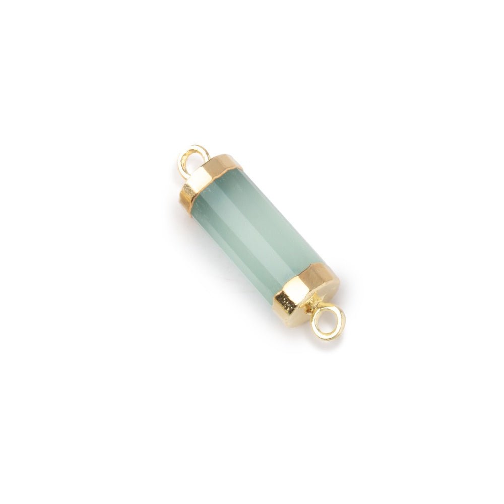 13x5mm Gold Leafed Seafoam Chalcedony Faceted Barrel Tube Connector 1 piece - Beadsofcambay.com
