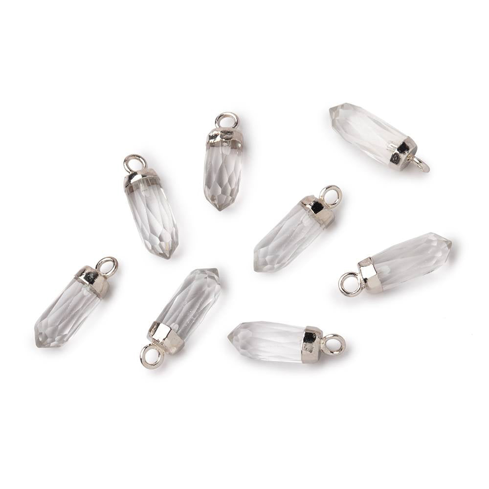 13x5mm Silver Leafed Crystal Quartz Spike Focal Pendant 1 piece - BeadsofCambay.com