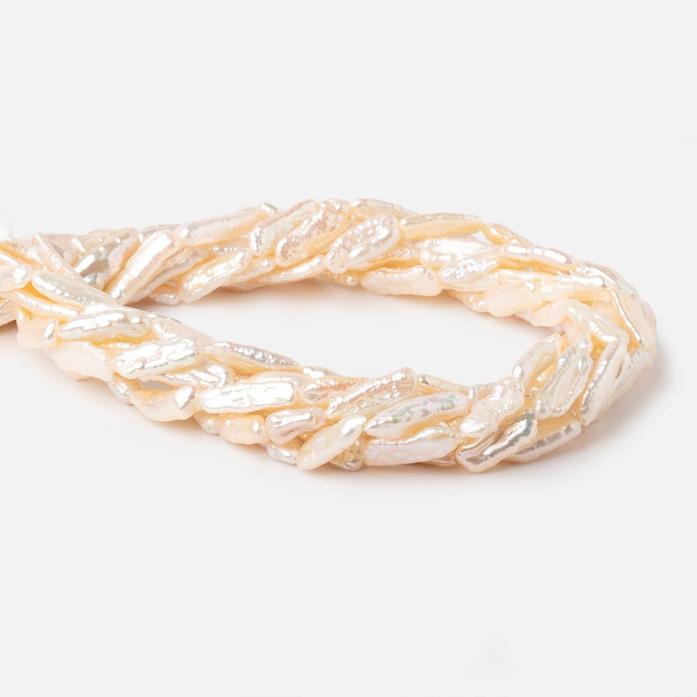 13x6-17x7mm Peach Straight Drill Biwa Freshwater Pearls 15.5 inch 22 Beads - Beadsofcambay.com