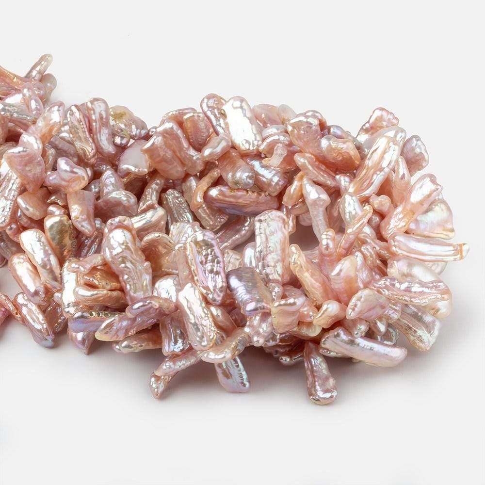 13x6-22x6mm Pinkish Lilac Top Drilled Biwa Freshwater Pearls 15 inch 70 pcs AA - Beadsofcambay.com