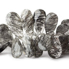 13x6-25x12mm Black Tourmalinated Quartz Faceted Pear Beads 7.5 inch 54 pieces - Beadsofcambay.com