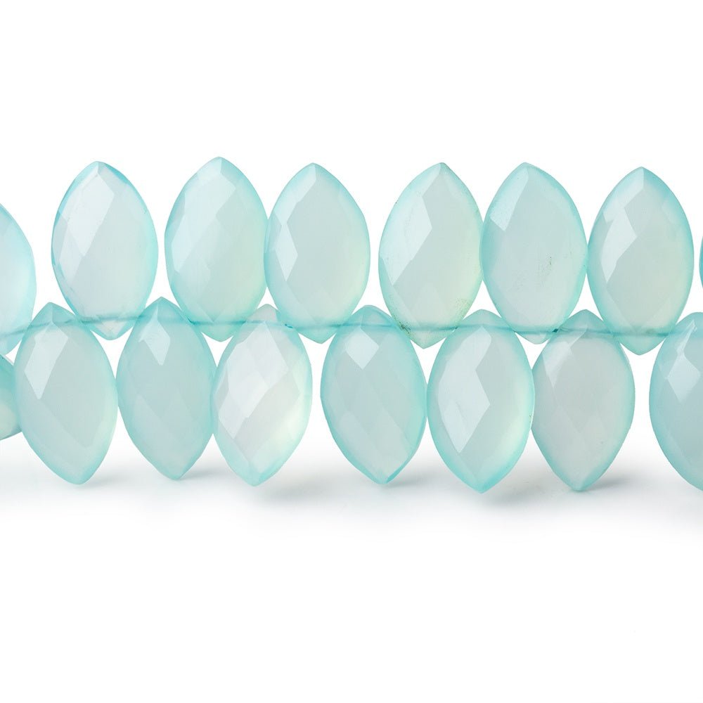 13x7-14x8mm Seafoam Blue Chalcedony Faceted Marquise Beads 8 inch 47 pieces - Beadsofcambay.com
