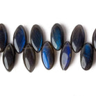 13x7-16x7mm Black Labradorite Top Drilled Plain Marquises 8 inch 39 beads A - Beadsofcambay.com