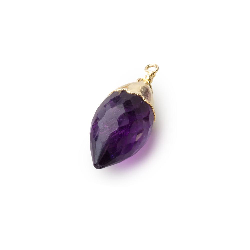 13x7-16x8mm Gold Leafed Amethyst Marquise Pendant 1 piece - Beadsofcambay.com