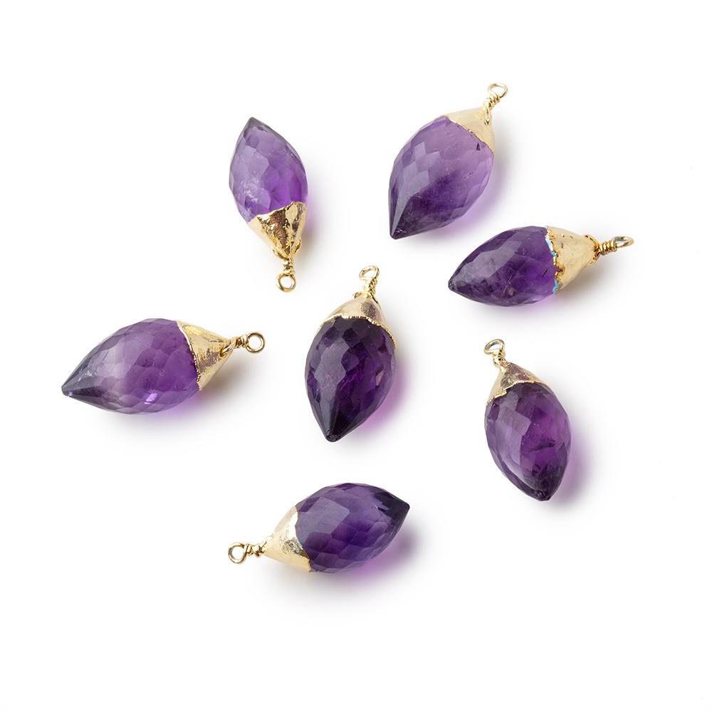 13x7-16x8mm Gold Leafed Amethyst Marquise Pendant 1 piece - Beadsofcambay.com