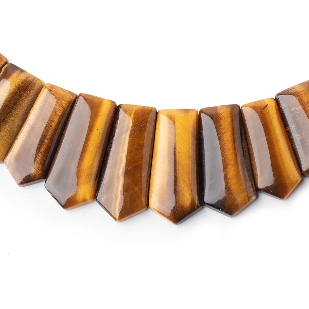 13x8-24x9mm Tiger's Eye double drilled plain fancy shape collar 38 beads - Beadsofcambay.com