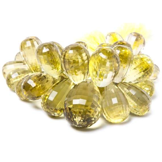 13x8-30x20mm Lemon Quartz Checkerboard Faceted Tear Drops 44 beads AAA Grade - Beadsofcambay.com