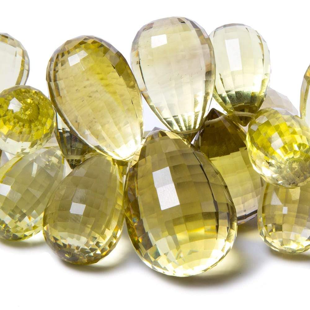 13x8-30x20mm Lemon Quartz Checkerboard Faceted Tear Drops 44 beads AAA Grade - Beadsofcambay.com