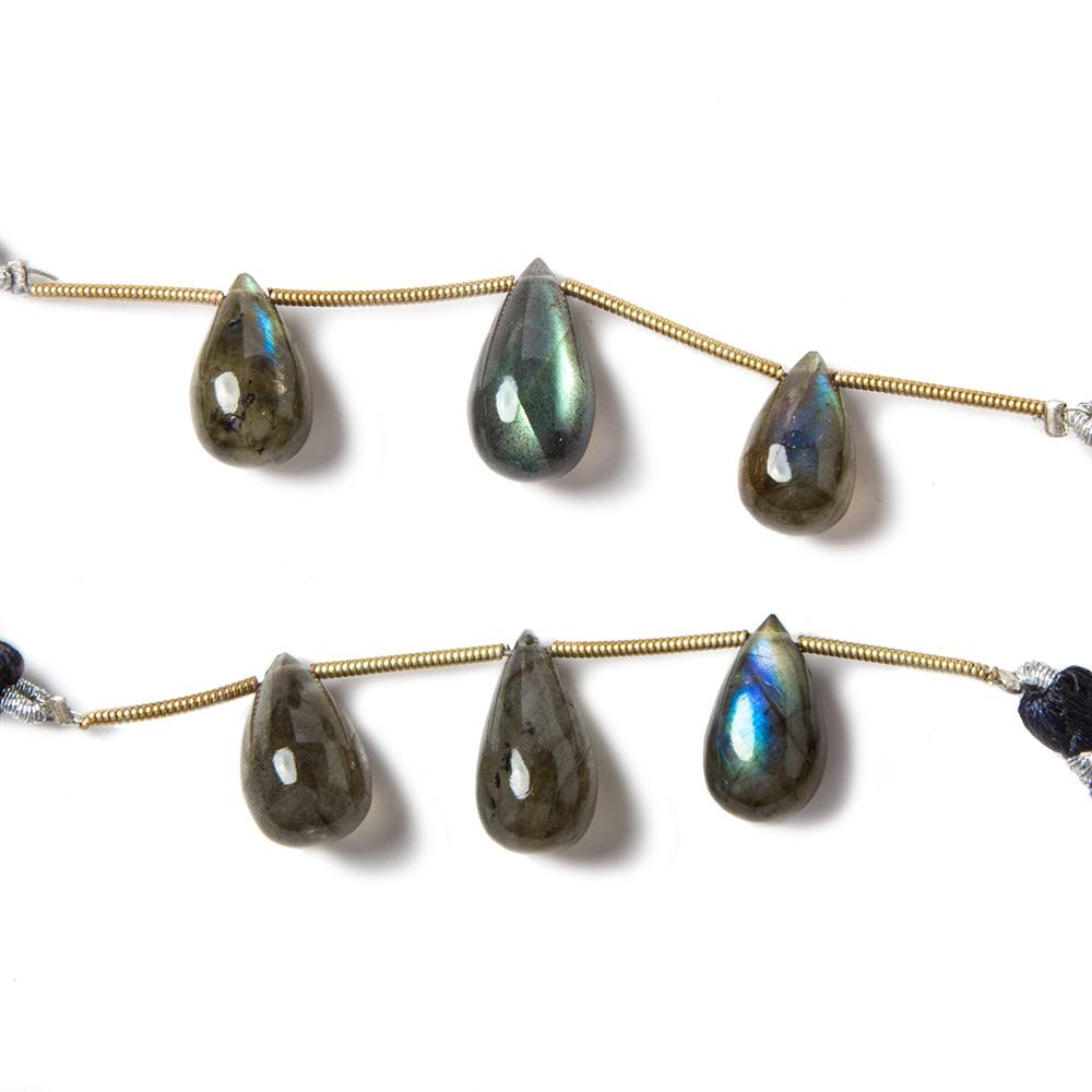 13x8mm to 14x7mm Labradorite Beads Plain Tear Drop Set of 3 - Beadsofcambay.com
