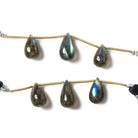 13x8mm to 14x7mm Labradorite Beads Plain Tear Drop Set of 3 - Beadsofcambay.com