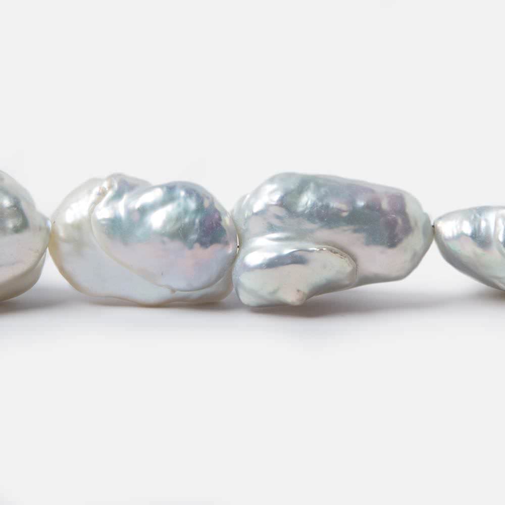 13x8x18-17x9x29mm White Souffle Freshwater Pearls 16 inch 18 pieces - Beadsofcambay.com