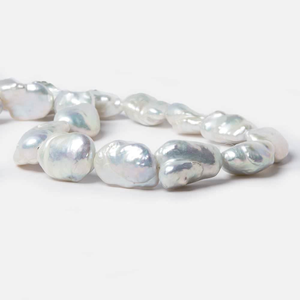 13x8x18-17x9x29mm White Souffle Freshwater Pearls 16 inch 18 pieces - Beadsofcambay.com