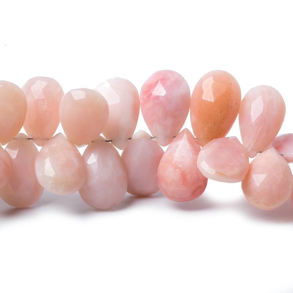 13x9-14x8mm Pink Peruvian Opal Faceted Pear Beads 8 inch 56 pieces - Beadsofcambay.com