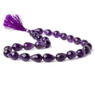 13x9-15x10mm Amethyst straight drilled faceted tear drops 15 inch 25 beads AA - Beadsofcambay.com