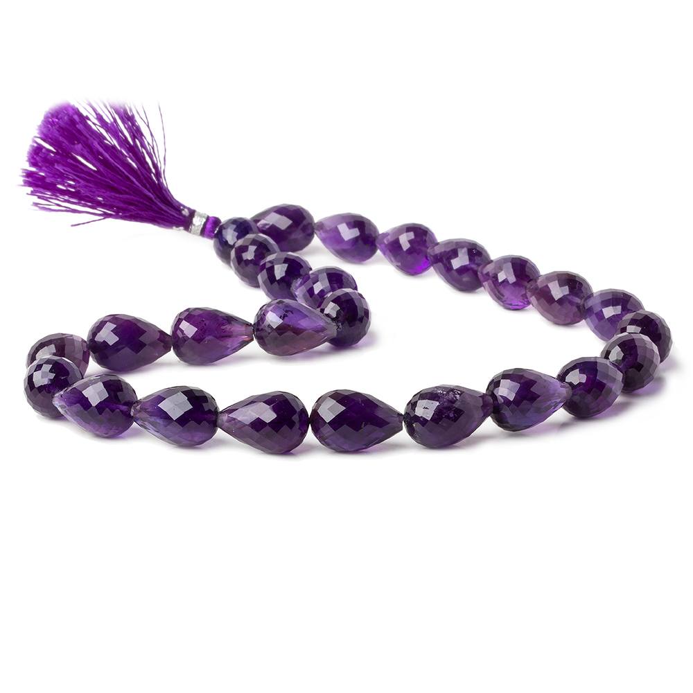 13x9-15x10mm Amethyst straight drilled faceted tear drops 15 inch 25 beads AA - Beadsofcambay.com