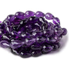 13x9-15x10mm Amethyst straight drilled faceted tear drops 15 inch 25 beads AA - Beadsofcambay.com