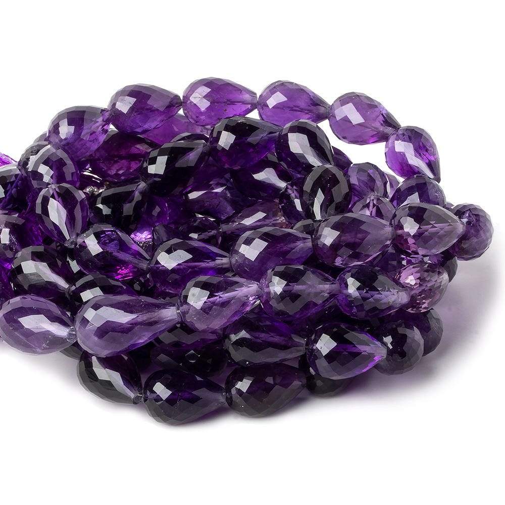 13x9-15x10mm Amethyst straight drilled faceted tear drops 15 inch 25 beads AA - Beadsofcambay.com