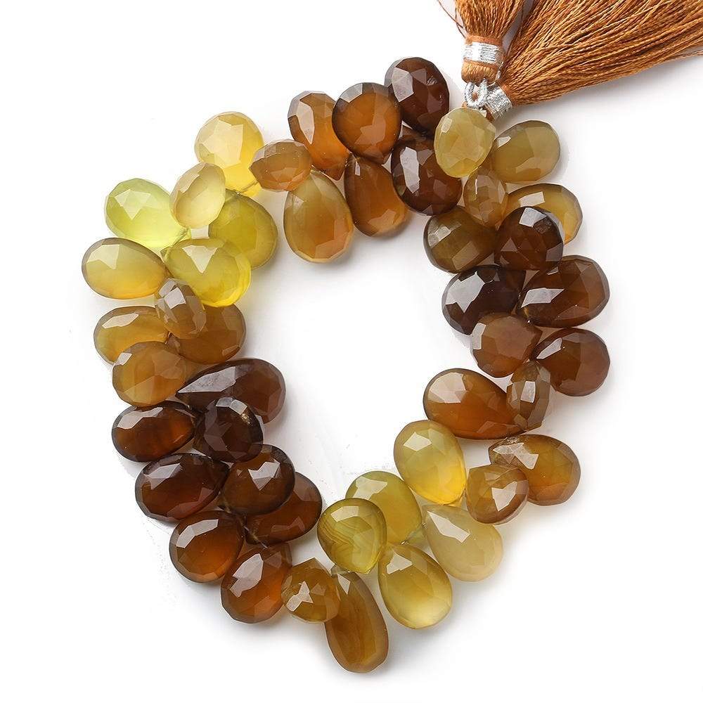 13x9-17x10mm Sepia Brown & Amber Golden Chalcedony Pears 8 inch 46 pcs - Beadsofcambay.com