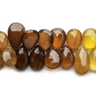 13x9-17x10mm Sepia Brown & Amber Golden Chalcedony Pears 8 inch 46 pcs - Beadsofcambay.com