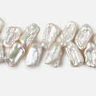 13x9-17x10mm White Top Drilled Biwa Freshwater Pearls 16 inch 69 pieces AAA - Beadsofcambay.com