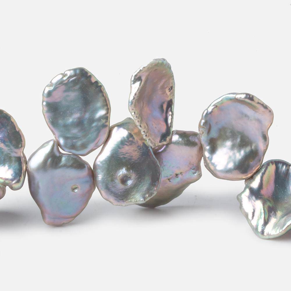 13x9-17x14mm Lilac Silver Top Drilled Keshi Freshwater Pearls 16 inch 53 pieces - Beadsofcambay.com