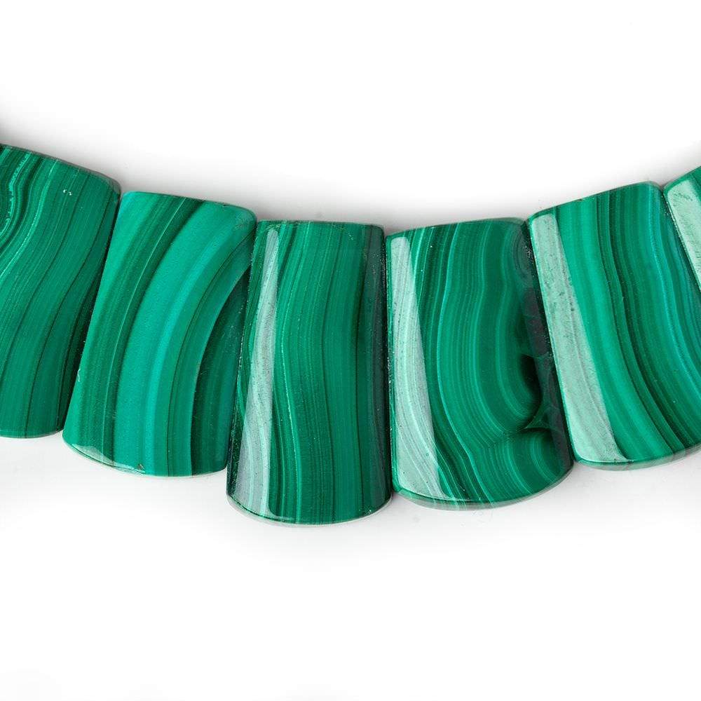 12x7-22x9mm Malachite double drilled plain fancy shape collar 39 beads - Beadsofcambay.com