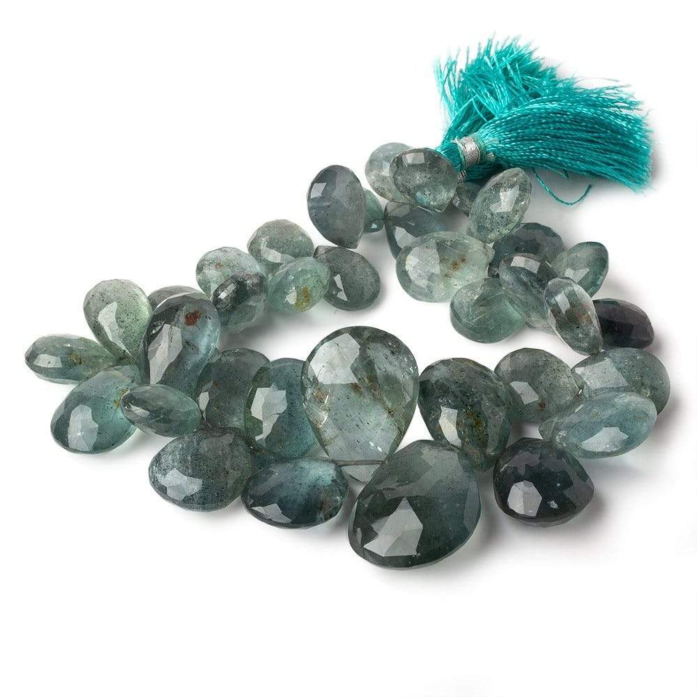 13x9-26x20mm Moss Aquamarine Faceted Pears 8.5 inch 37 Beads AAA - Beadsofcambay.com