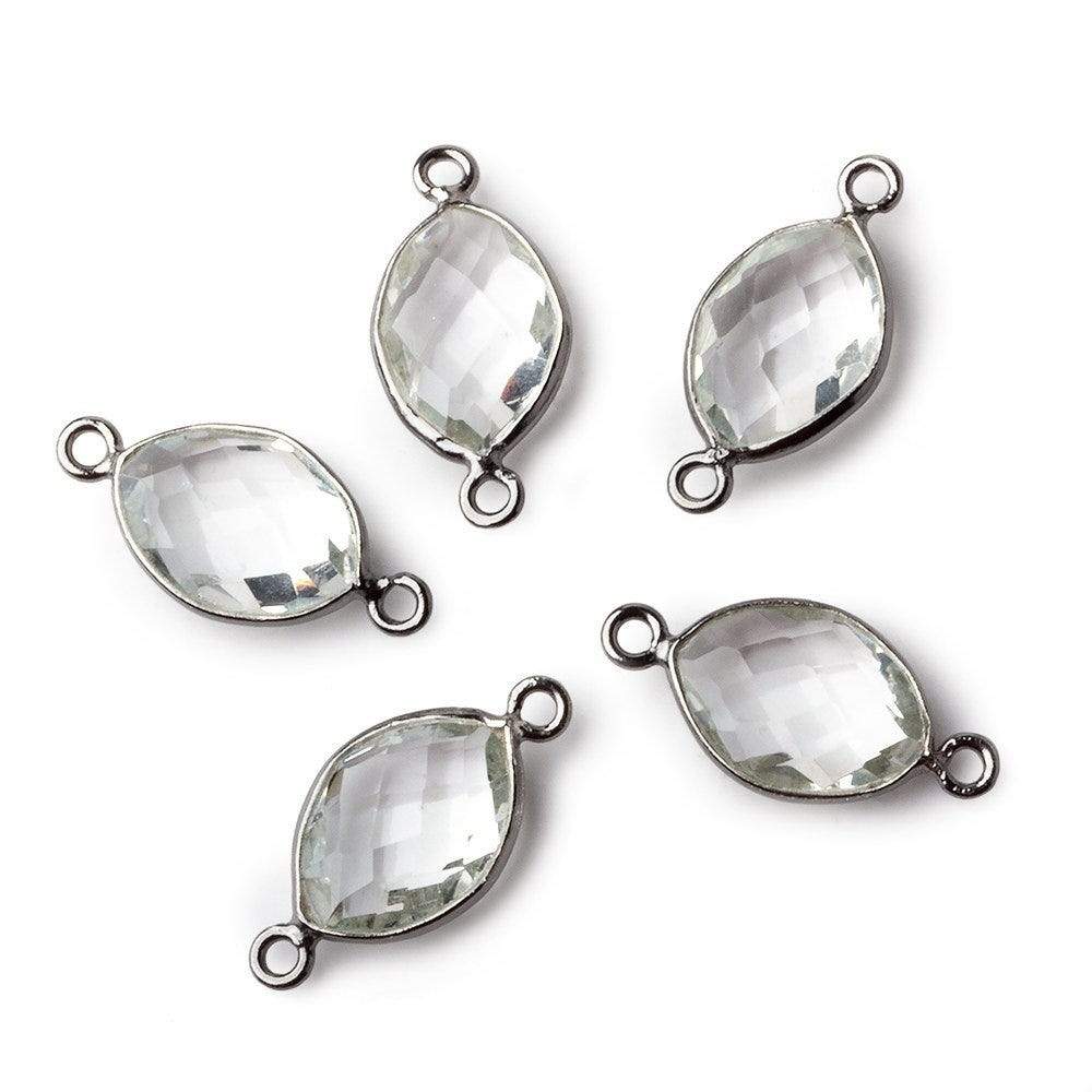 13x9mm Black Gold .925 Bezel Crystal HydroQuartz Marquise Connector 1 piece - Beadsofcambay.com